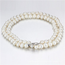 11-12mm große Größen-weiße geknotete einzigartige Perlen-Halsketten-Schmucksache-Großverkauf